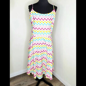 Unique Vintage Multicolor Zig Zag Summer Dress